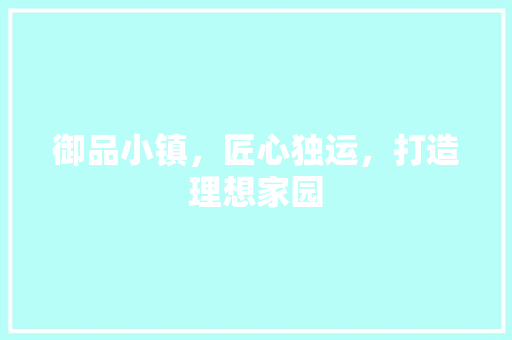 御品小镇，匠心独运，打造理想家园