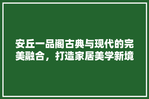 安丘一品阁古典与现代的完美融合，打造家居美学新境界