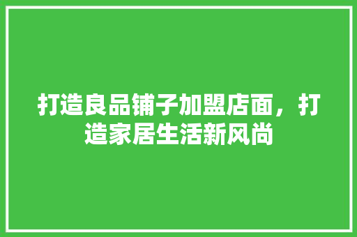 打造良品铺子加盟店面，打造家居生活新风尚