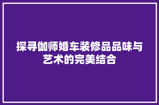 探寻伽师婚车装修品品味与艺术的完美结合