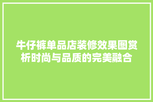 牛仔裤单品店装修效果图赏析时尚与品质的完美融合