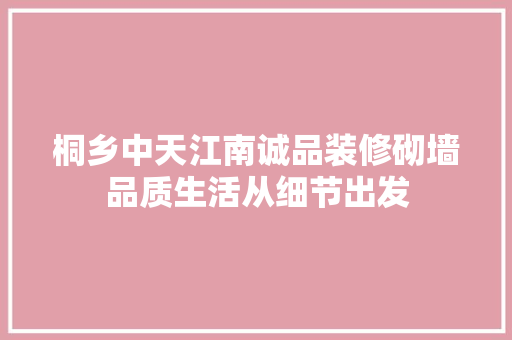 桐乡中天江南诚品装修砌墙品质生活从细节出发