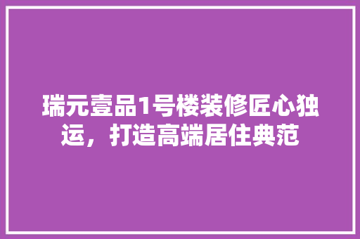瑞元壹品1号楼装修匠心独运，打造高端居住典范