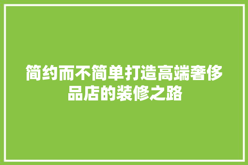 简约而不简单打造高端奢侈品店的装修之路