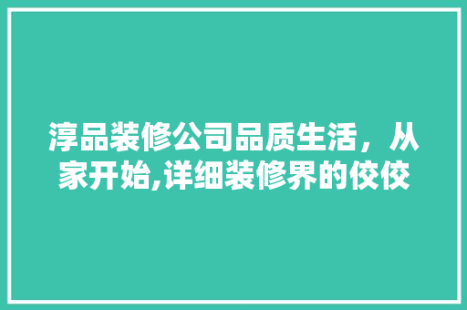 淳品装修公司品质生活，从家开始,详细装修界的佼佼者