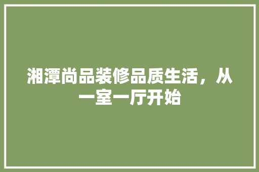 湘潭尚品装修品质生活，从一室一厅开始