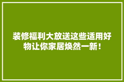 装修福利大放送这些适用好物让你家居焕然一新！