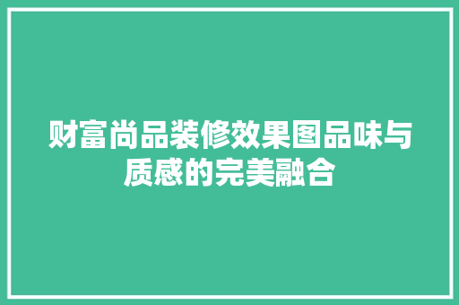 财富尚品装修效果图品味与质感的完美融合
