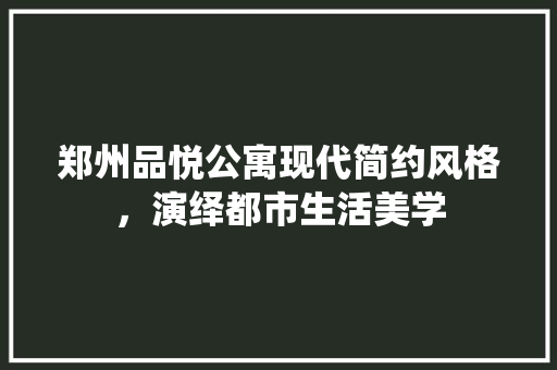 郑州品悦公寓现代简约风格，演绎都市生活美学