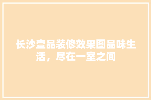 长沙壹品装修效果图品味生活，尽在一室之间