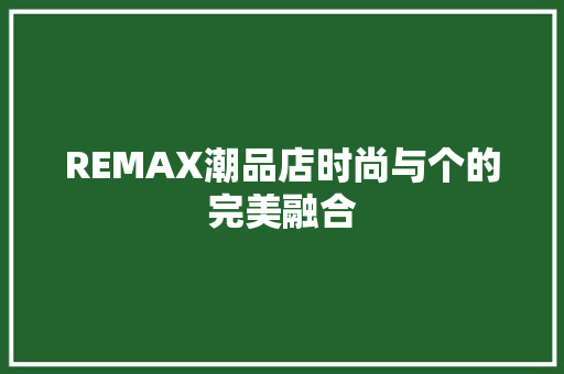 REMAX潮品店时尚与个的完美融合