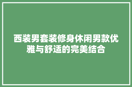西装男套装修身休闲男款优雅与舒适的完美结合  第1张