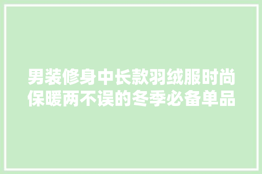 男装修身中长款羽绒服时尚保暖两不误的冬季必备单品