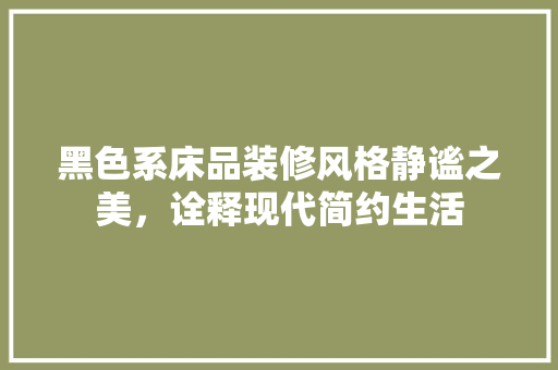 黑色系床品装修风格静谧之美，诠释现代简约生活