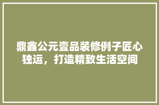 鼎鑫公元壹品装修例子匠心独运，打造精致生活空间
