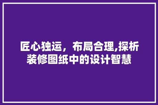 匠心独运，布局合理,探析装修图纸中的设计智慧