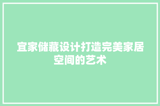 宜家储藏设计打造完美家居空间的艺术