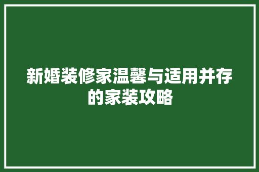 新婚装修家温馨与适用并存的家装攻略
