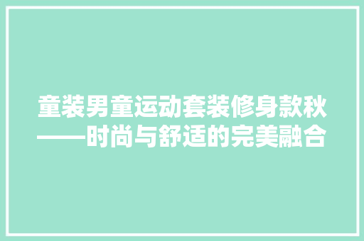 童装男童运动套装修身款秋——时尚与舒适的完美融合