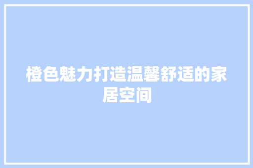 橙色魅力打造温馨舒适的家居空间  第1张