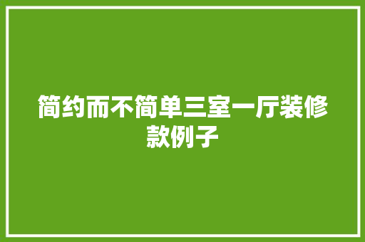 简约而不简单三室一厅装修款例子