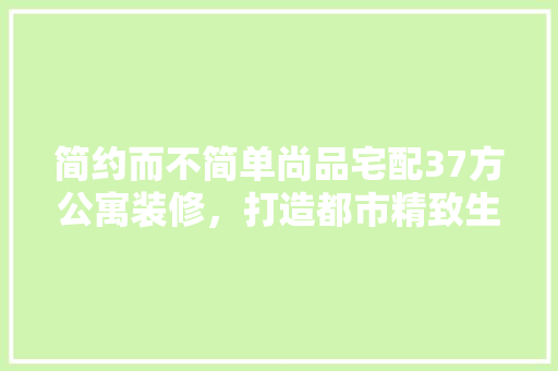 简约而不简单尚品宅配37方公寓装修，打造都市精致生活空间