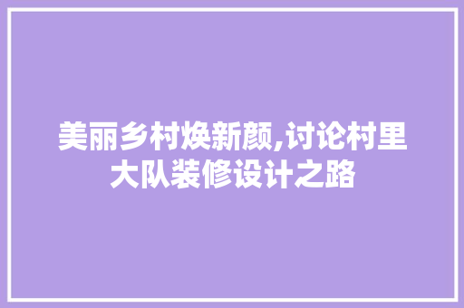 美丽乡村焕新颜,讨论村里大队装修设计之路