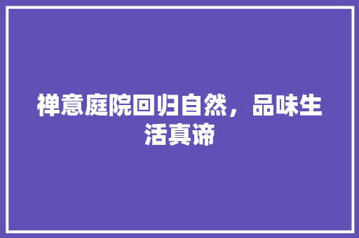 禅意庭院回归自然，品味生活真谛