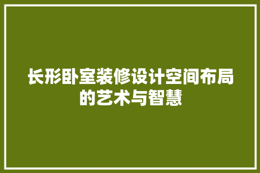 长形卧室装修设计空间布局的艺术与智慧  第1张