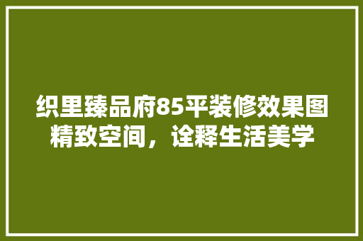 织里臻品府85平装修效果图精致空间，诠释生活美学
