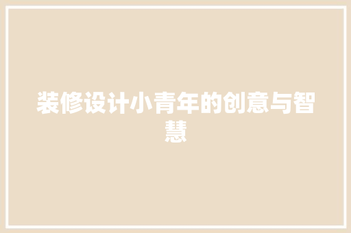 装修设计小青年的创意与智慧