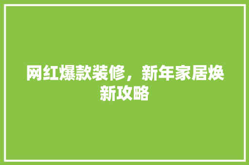 网红爆款装修，新年家居焕新攻略