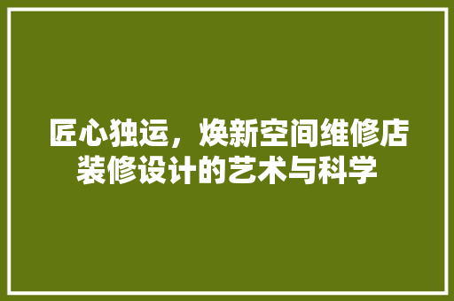 匠心独运，焕新空间维修店装修设计的艺术与科学  第1张