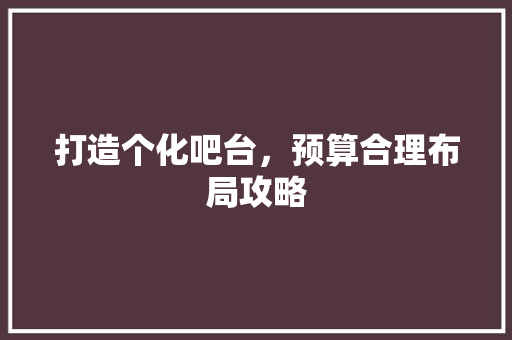打造个化吧台，预算合理布局攻略