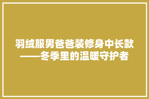 羽绒服男爸爸装修身中长款——冬季里的温暖守护者