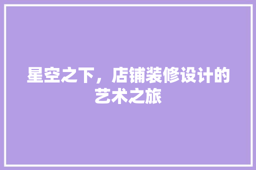 星空之下，店铺装修设计的艺术之旅