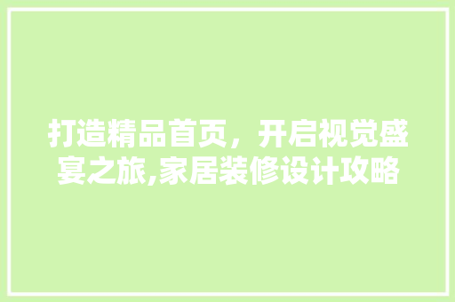 打造精品首页，开启视觉盛宴之旅,家居装修设计攻略
