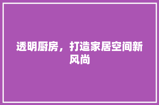 透明厨房，打造家居空间新风尚