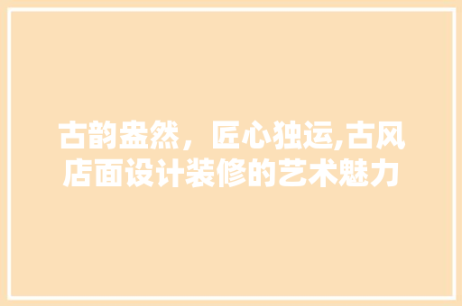 古韵盎然，匠心独运,古风店面设计装修的艺术魅力