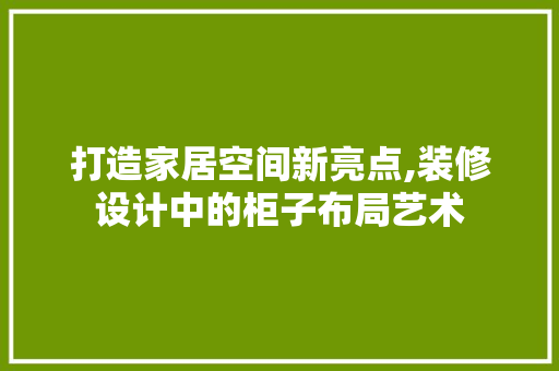 打造家居空间新亮点,装修设计中的柜子布局艺术