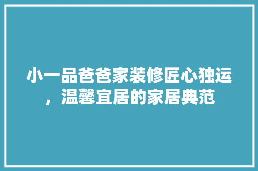 小一品爸爸家装修匠心独运，温馨宜居的家居典范
