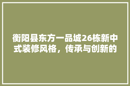 衡阳县东方一品城26栋新中式装修风格，传承与创新的美学之旅