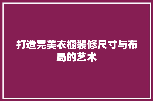 打造完美衣橱装修尺寸与布局的艺术  第1张