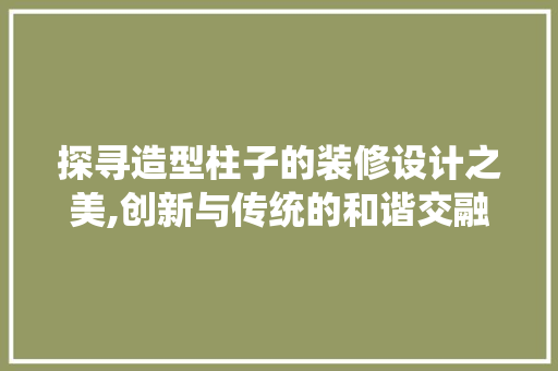 探寻造型柱子的装修设计之美,创新与传统的和谐交融