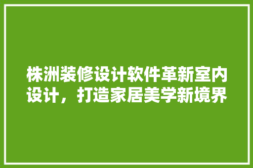 株洲装修设计软件革新室内设计，打造家居美学新境界