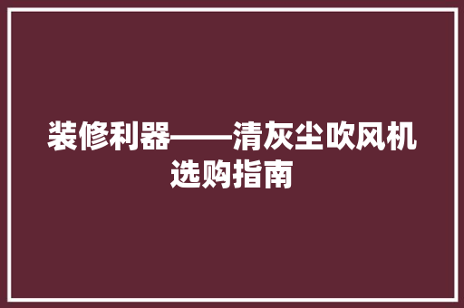 装修利器——清灰尘吹风机选购指南