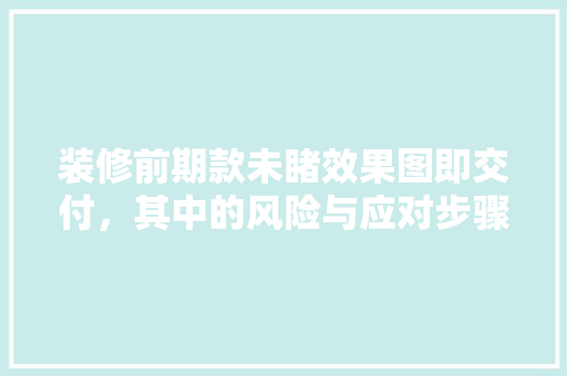 装修前期款未睹效果图即交付，其中的风险与应对步骤