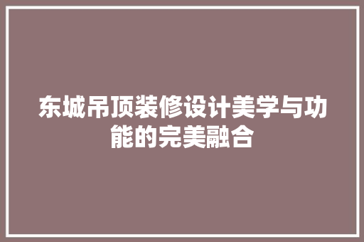 东城吊顶装修设计美学与功能的完美融合