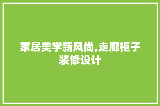 家居美学新风尚,走廊柜子装修设计