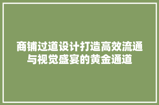 商铺过道设计打造高效流通与视觉盛宴的黄金通道